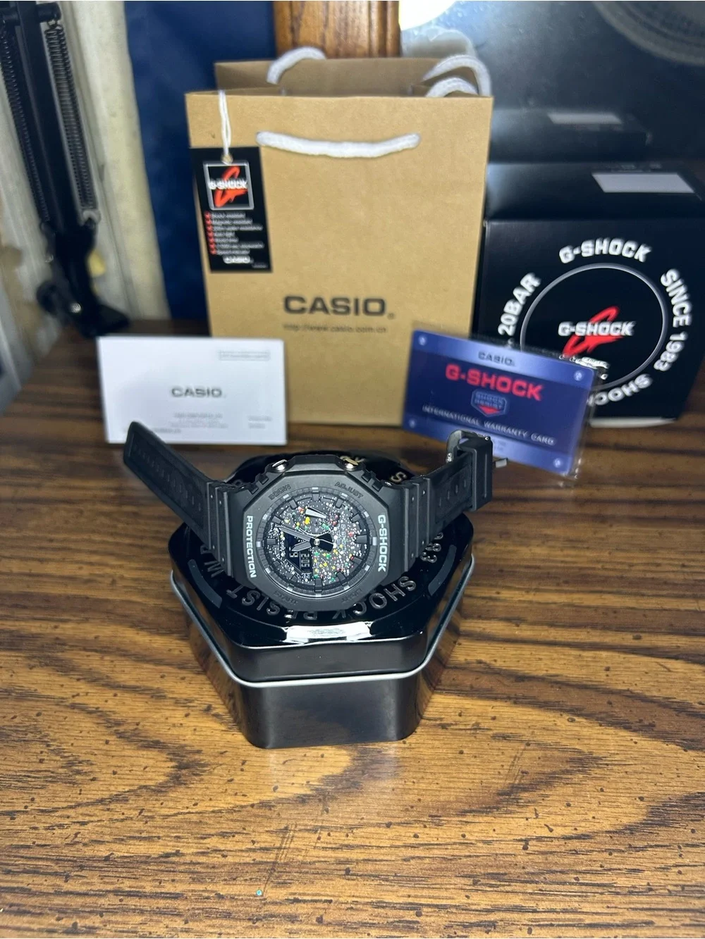 Black Analog-Digital Sport Watch with Color Splash Dial – Resin Strap
